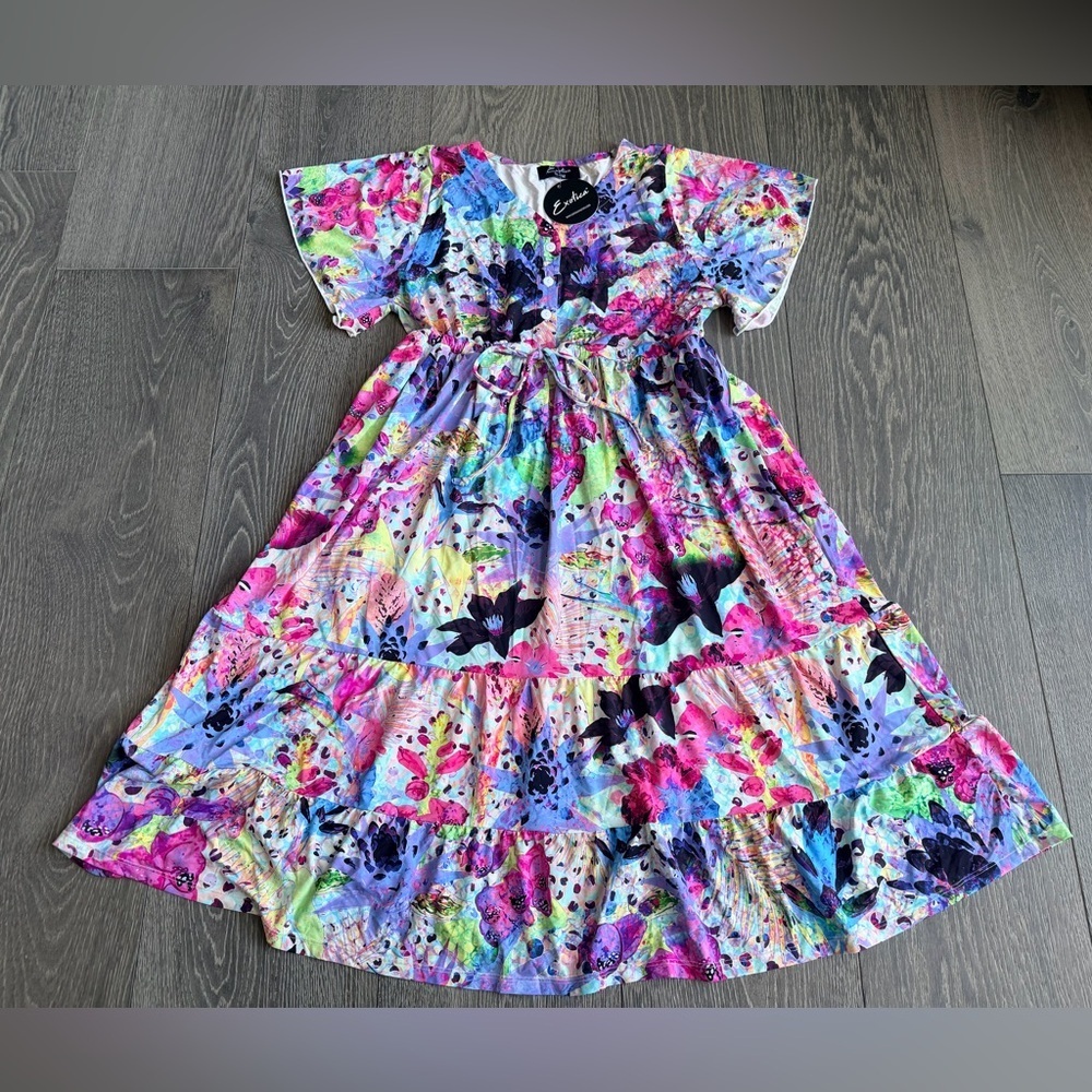 Exotica Blessings Slinky Silky Button Up Drawstring Midi Dress